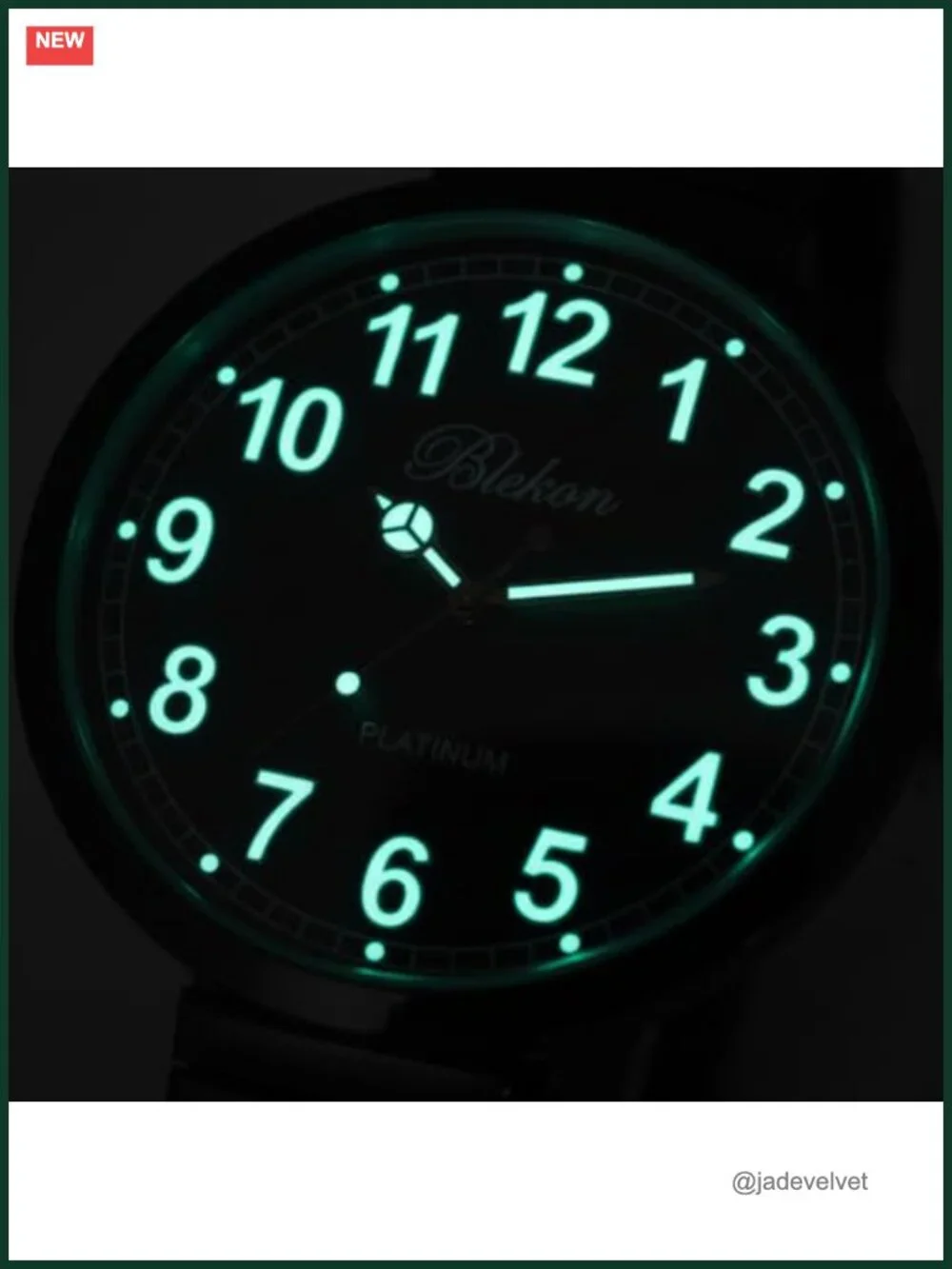Large Face Stretch Band Watch with Luminous Hands and Numbers, Japanese Quartz